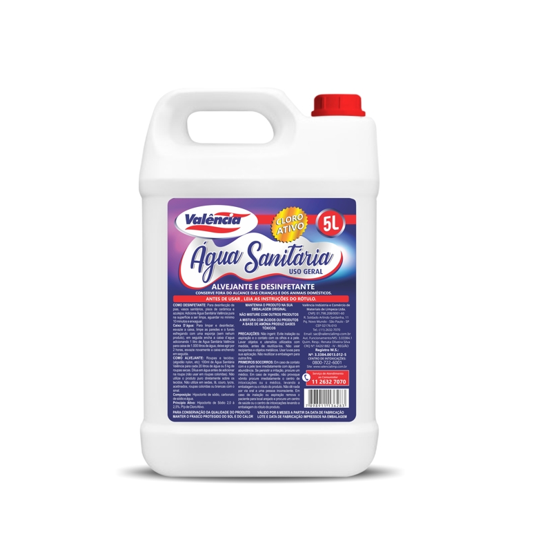 Foto AGUA SANITARIA 2%  DE CLORO ATIVO 5LTS VALENCIA