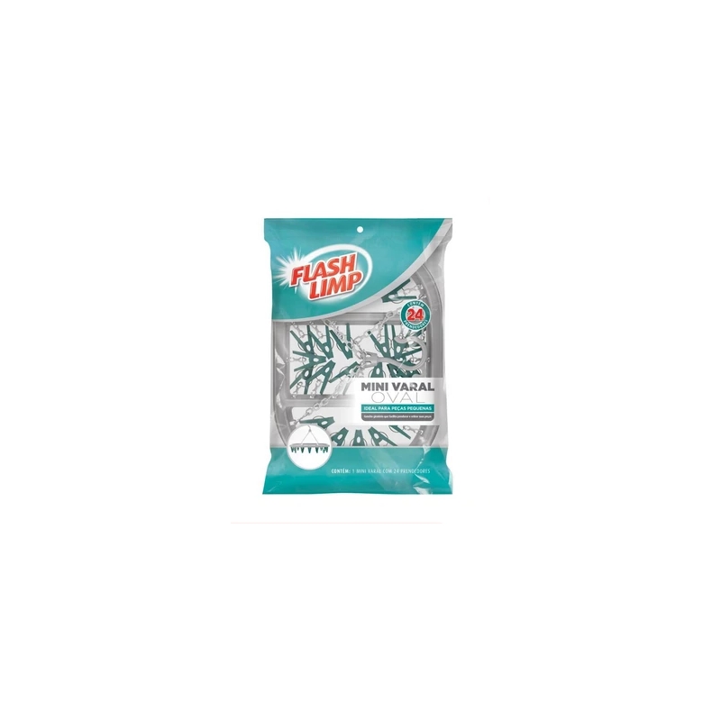 Foto MINI VARAL OVAL COM 24 PRENDEDORES FLASH LIMP